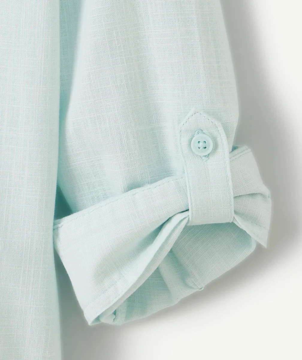 CHEMISE COL MAO GARÇON VERT MENTHE
