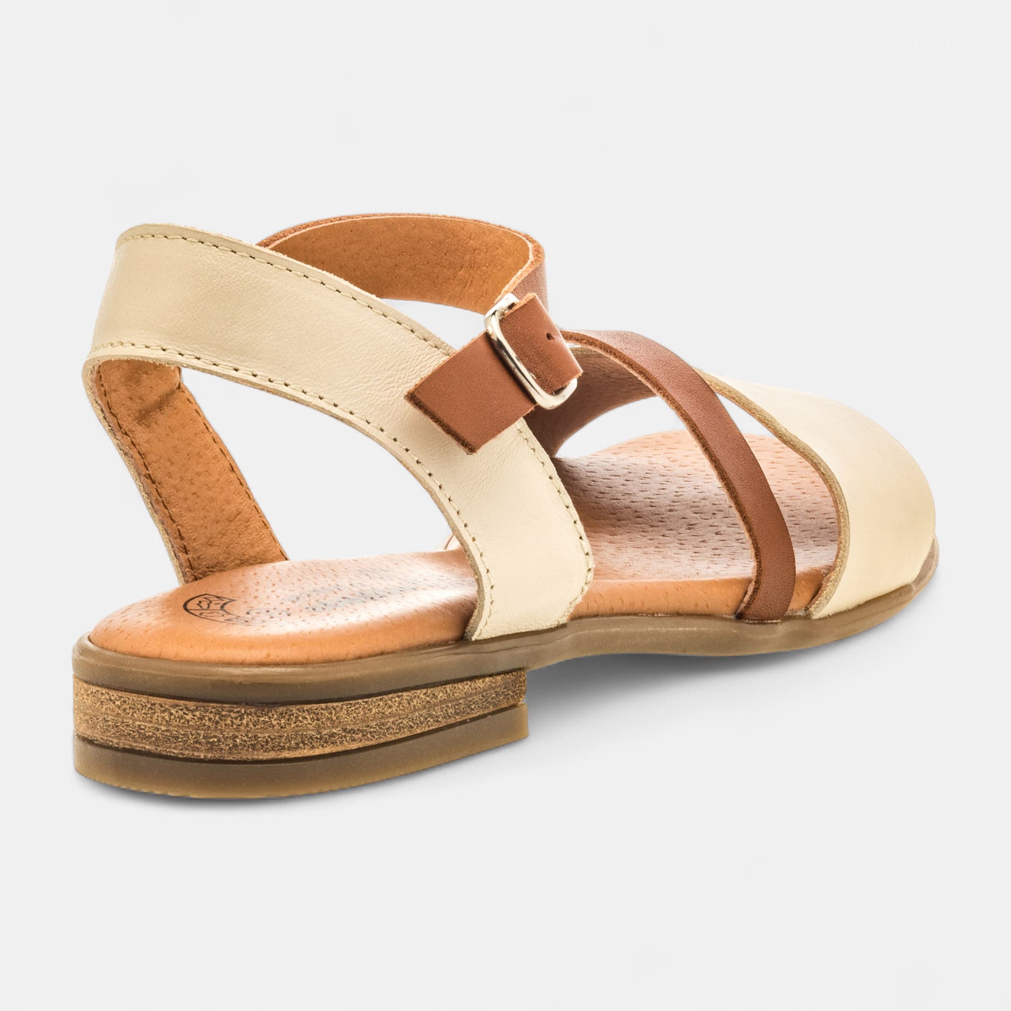 Nu-pieds Femme en cuir beige