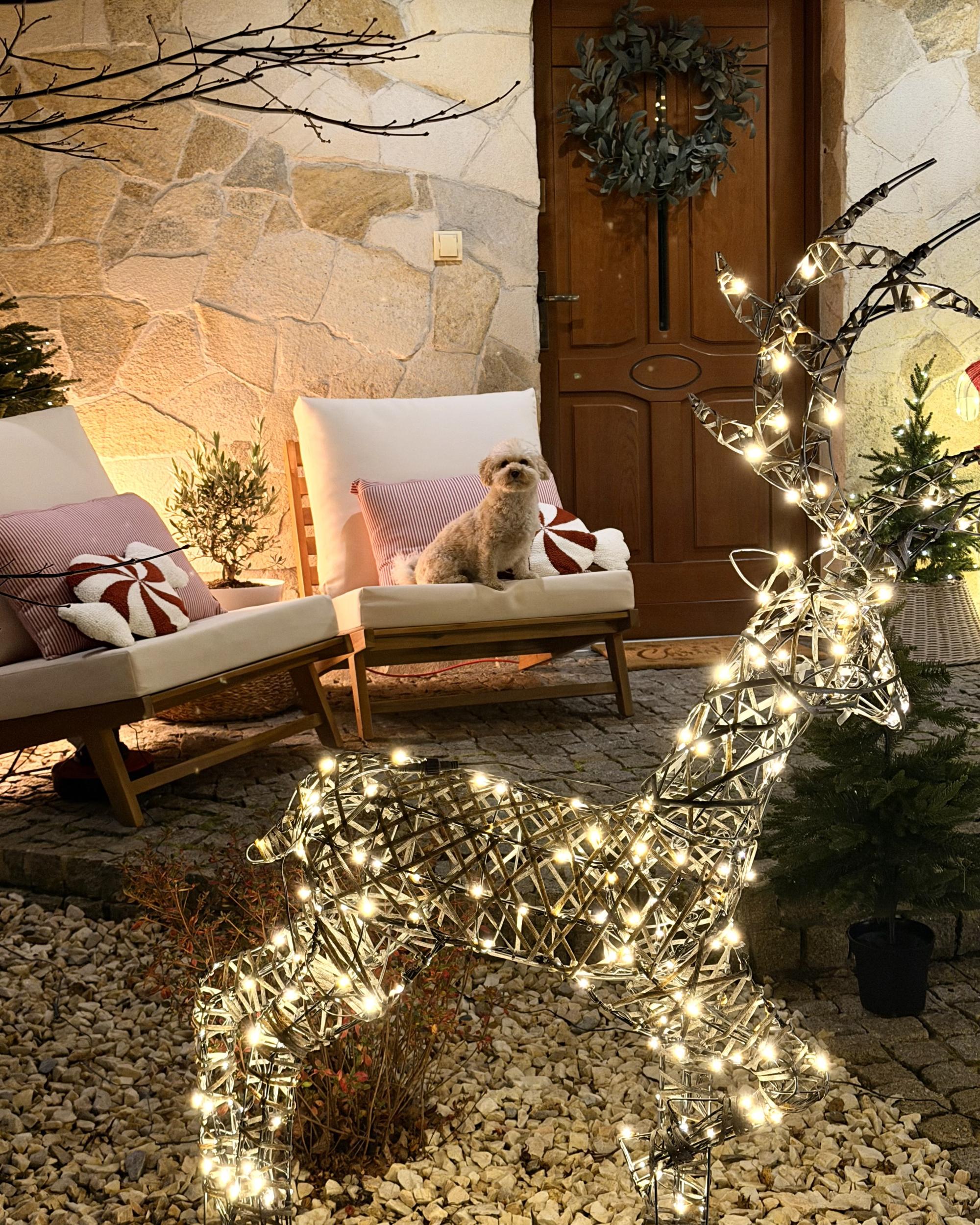 Buitendecoratie LED MAHLATTI Rendier 128 cm Zwart