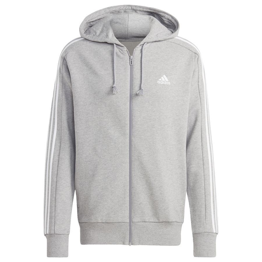 adidas Sweat à Capuche Essentials French Terry 3-Stripes Full Zip - Gris