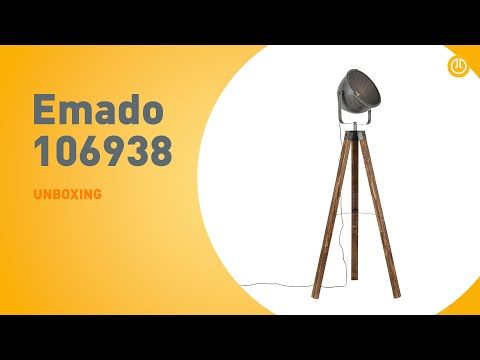 Industriële vloerlamp tripod staal met hout kantelbaar - Emado