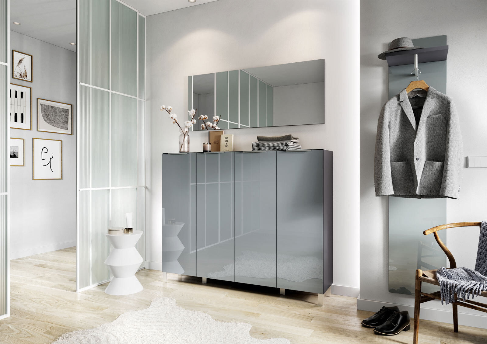 vito Garderobenpaneel SIRIANO 39 x 190 cm silbergrau/ anthrazit