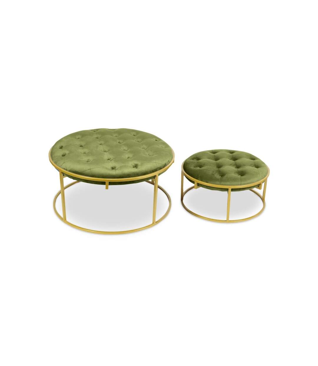 Paris Prix - Lot De 2 Poufs Design En Velours valona 75cm Kaki
