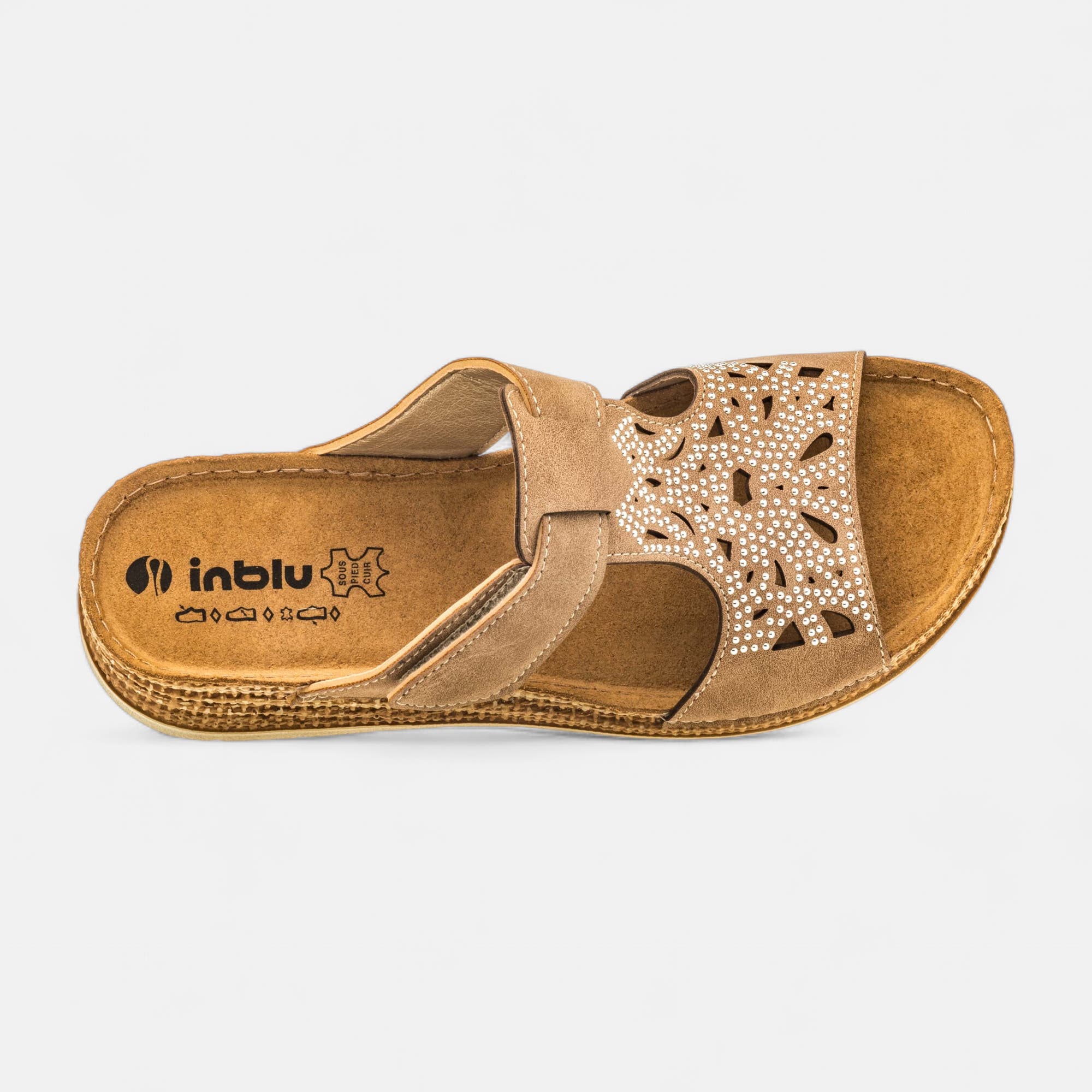 Mules à talon compensé Femme taupe