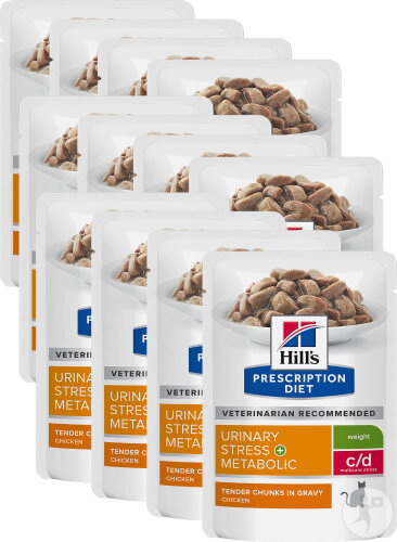 Hill's Pet Nutrition Prescription Diet C/D Feline Multicare Stress + Metabolic Poulet Sachets 12x85g