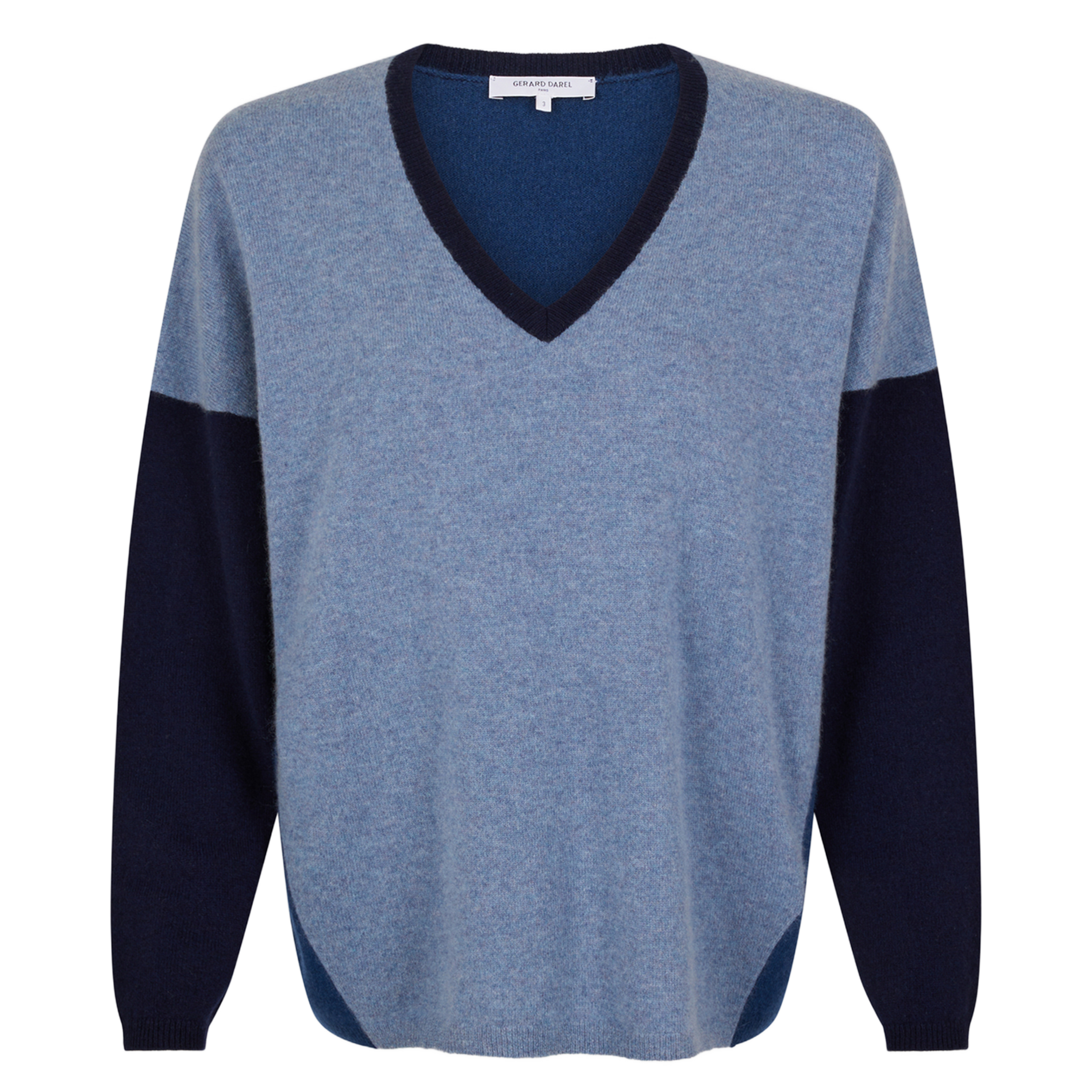 JALYA - Pull col V en cachemire | Bleu
