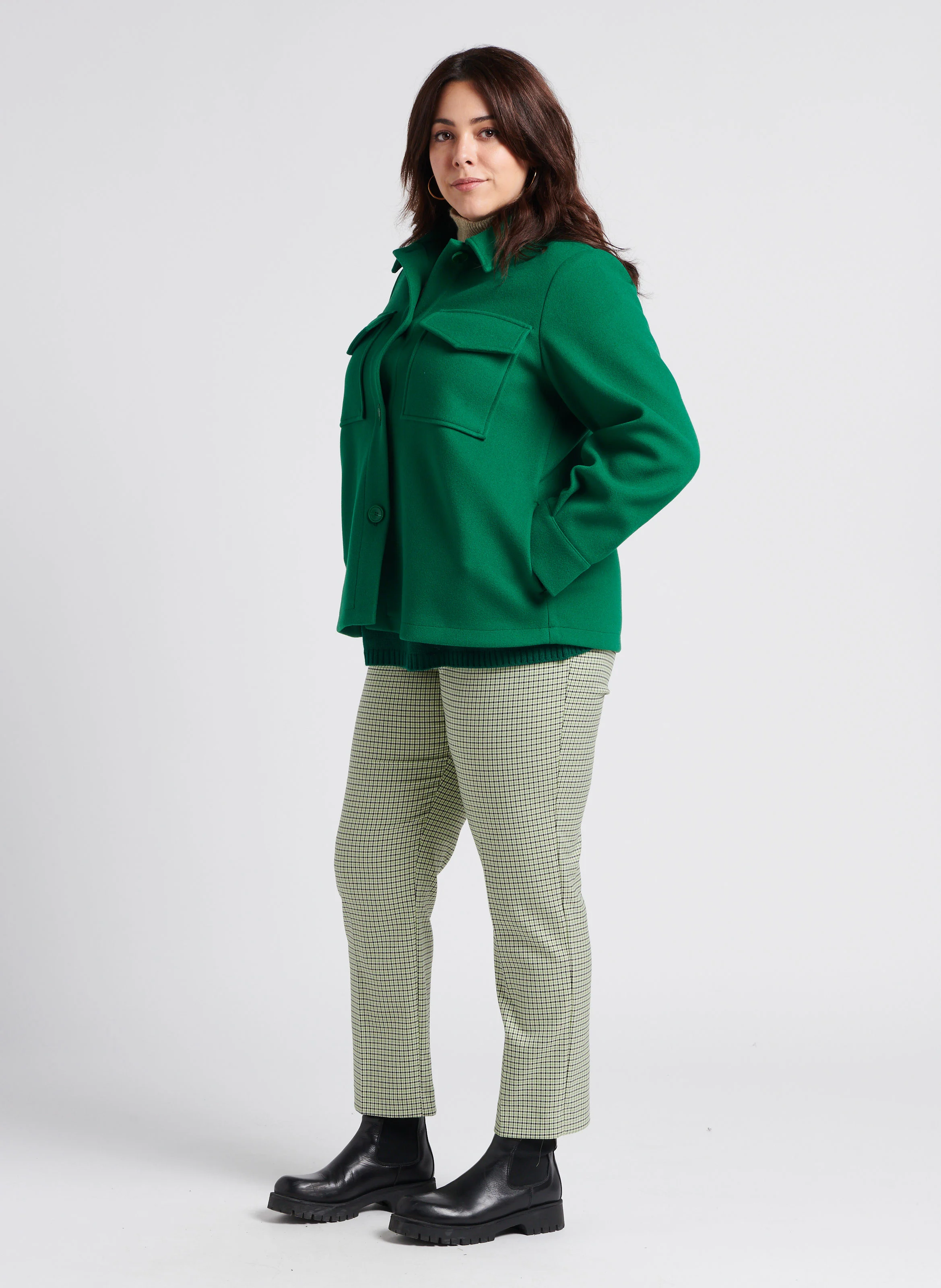OBELO - Manteau court col classique| Vert