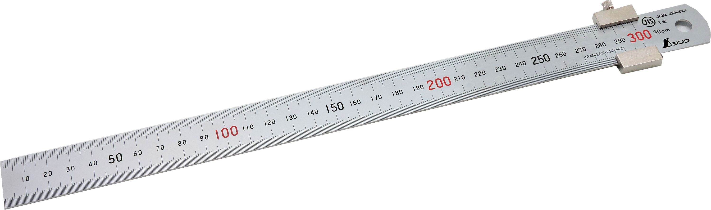 FAMEX 12665 Shinwa Edelstahllineal 30 cm – mit Anschlag 76752