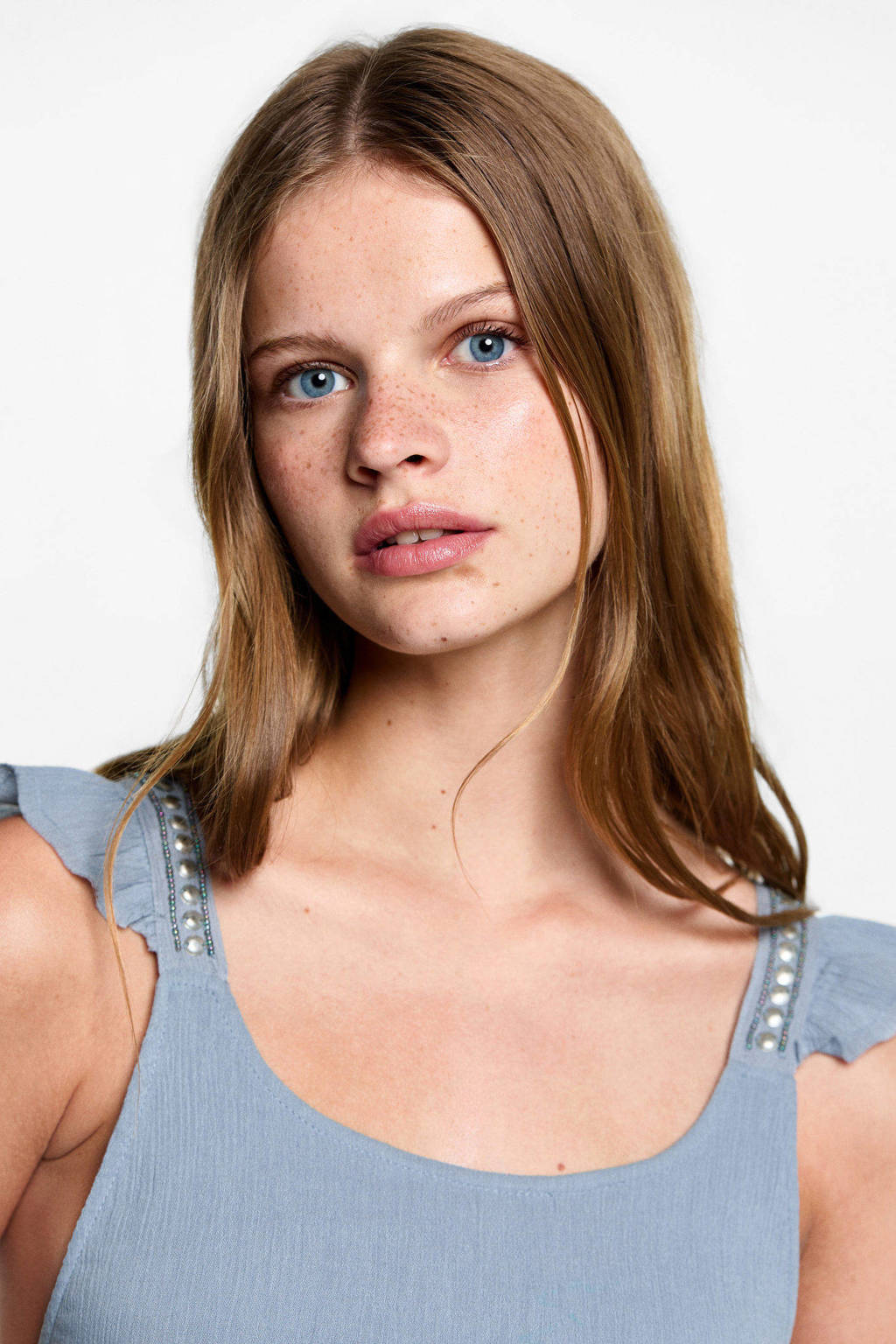 MANGO TEEN crop top lichtblauw