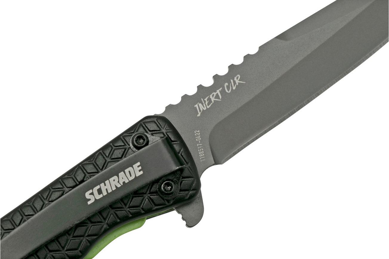 Schrade Inert CLR 1159303 zwart groen aluminium, zakmes