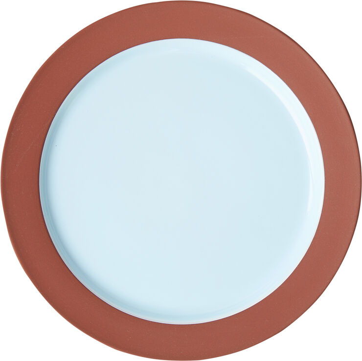 Studio About PLATE, LARGE, 2 PCS, CLAY TERRACOTTA, GLAZE LIGHT BLUE, 2501 143