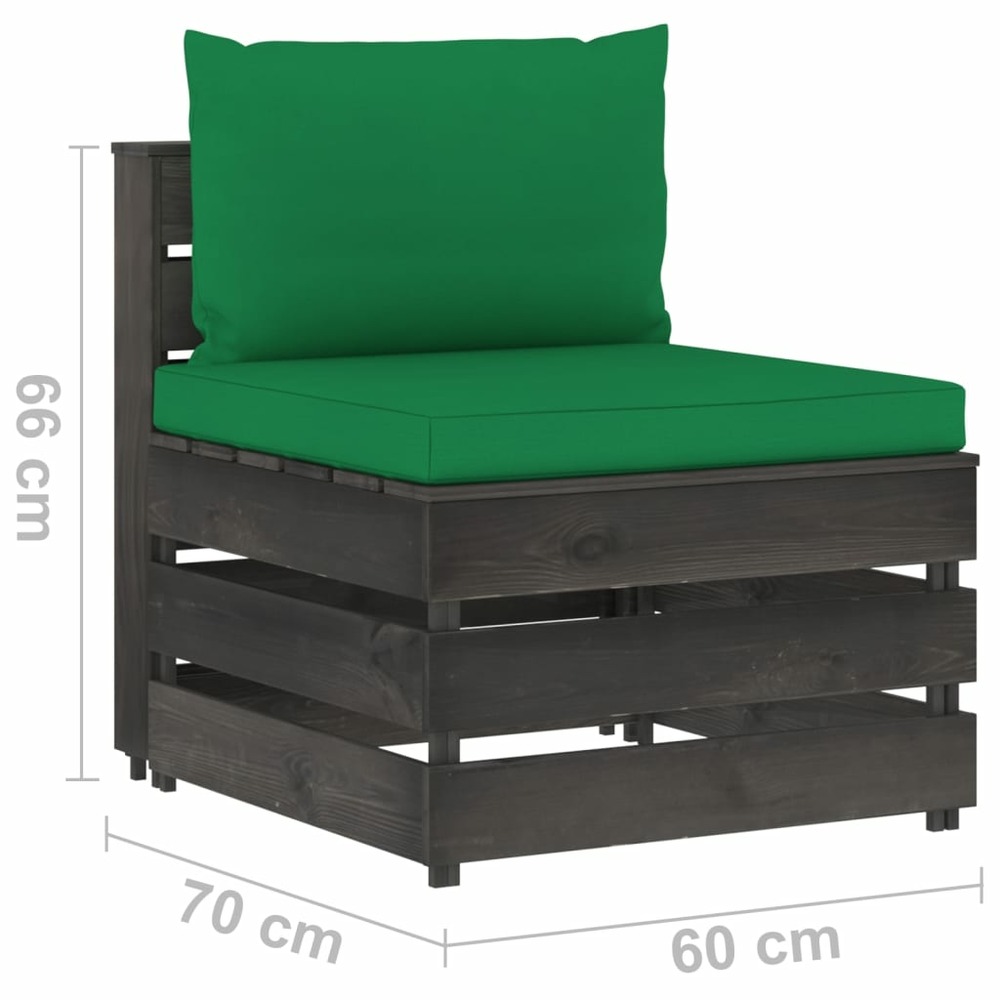 Salon de jardin meuble d'extérieur ensemble de mobilier 10 pièces avec coussins bois imprégné de gris