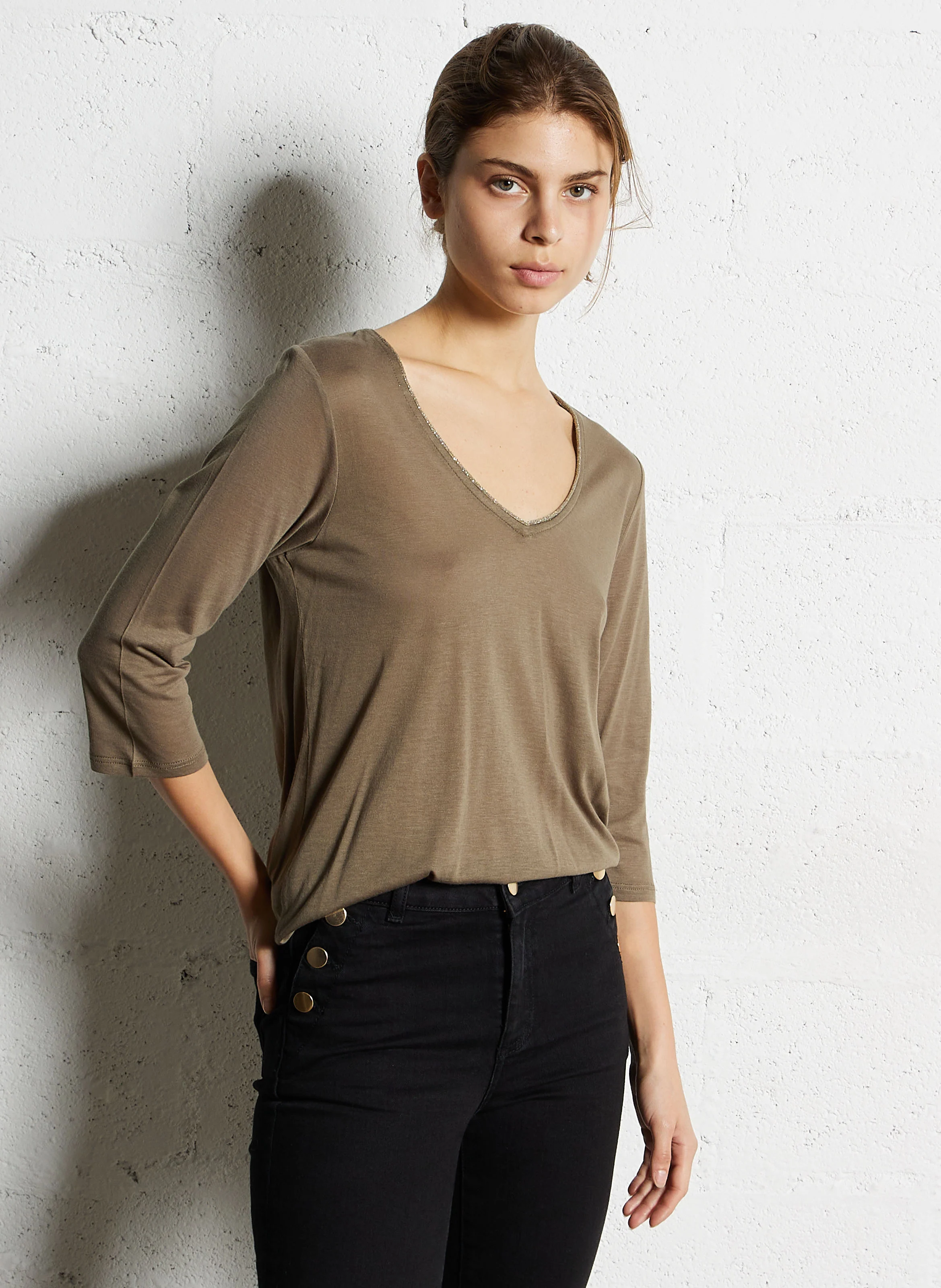 TASSIANE - Tee-shirt droit manches 3/4 | Vert