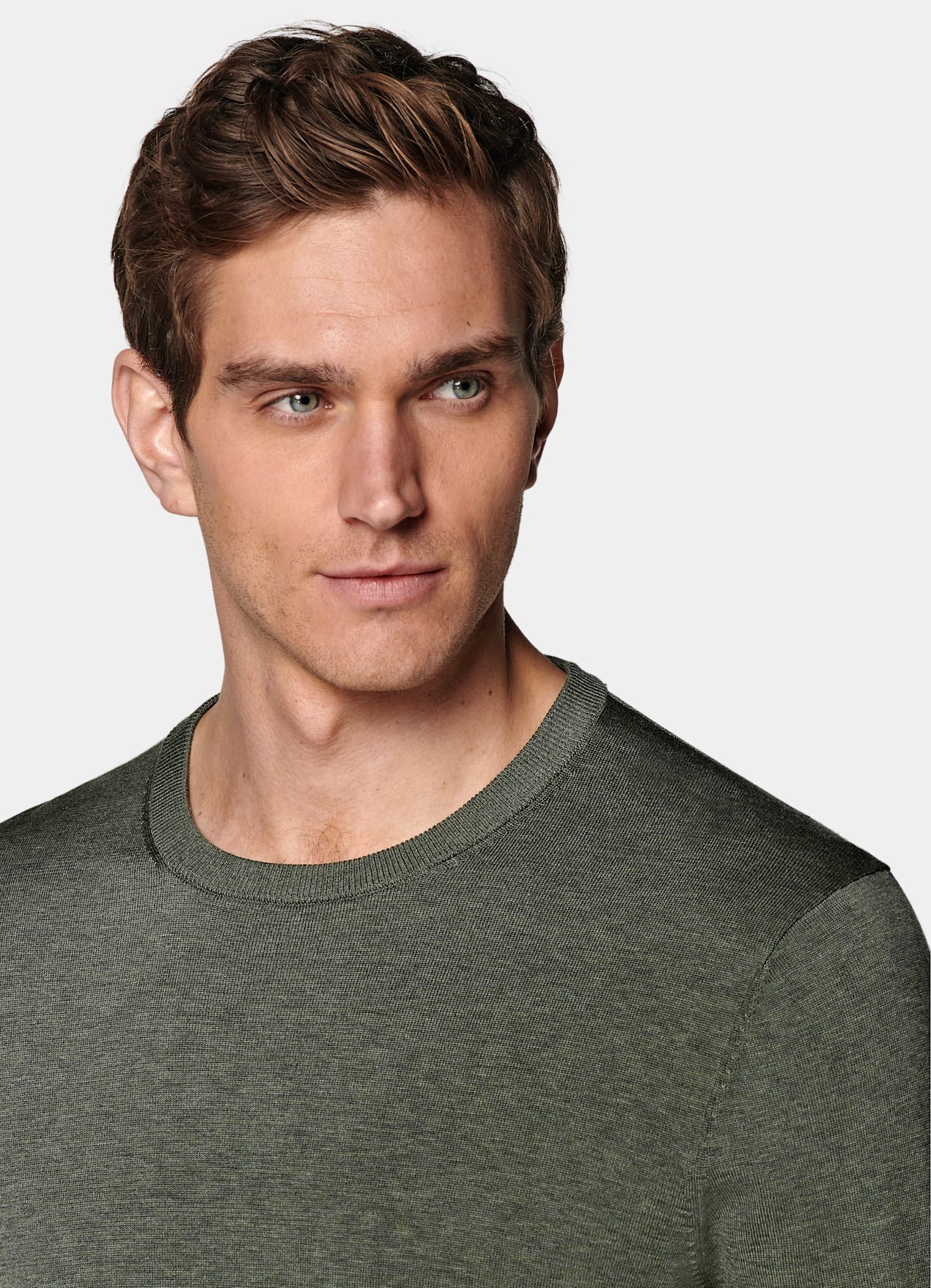 Pull col rond vert foncé