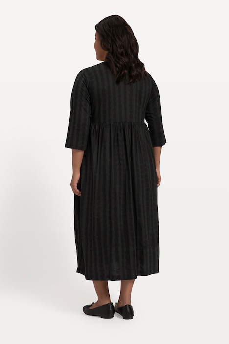 Jerseykleid, A-Line, Batikdruck, Empirenaht, V-Ausschnitt, 3/4-Arm
