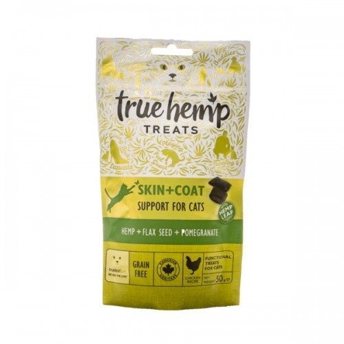 Petiscos True Hemp para Pele e Pelagem de Gatos, Sabor Frango