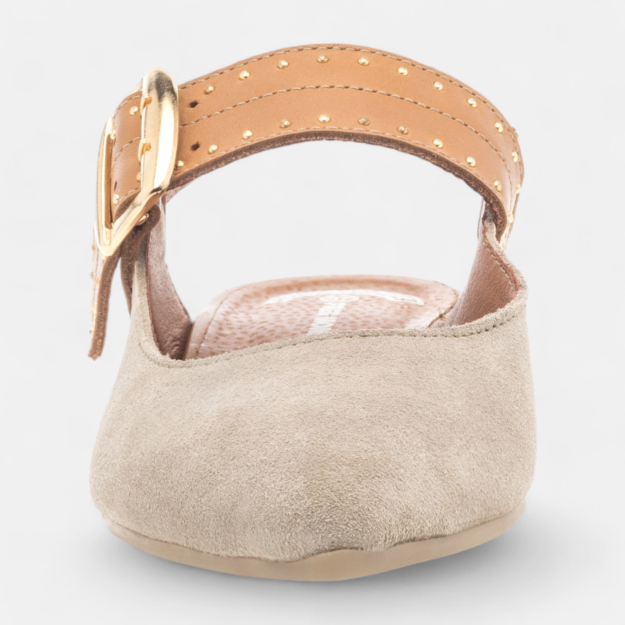 Escarpins avec bride arrière Femme en cuir beige