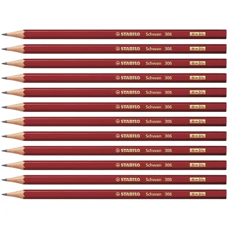 Bleistift - STABILO Schwan in rot - Härtegrad H - 12er Pack