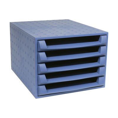 Exacompta The Box - Module de classement 5 tiroirs - bleu