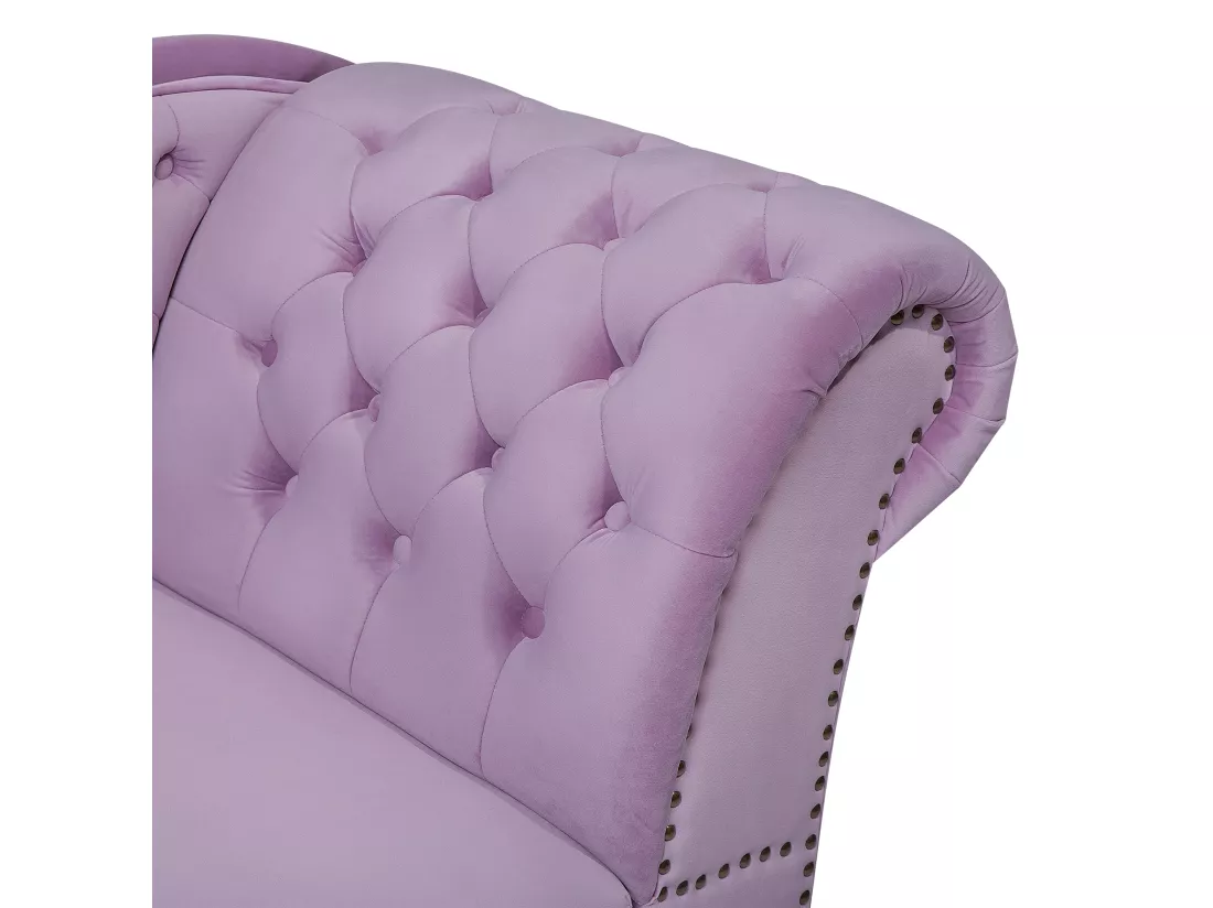 Méridienne en velours violet clair côté droit NIMES