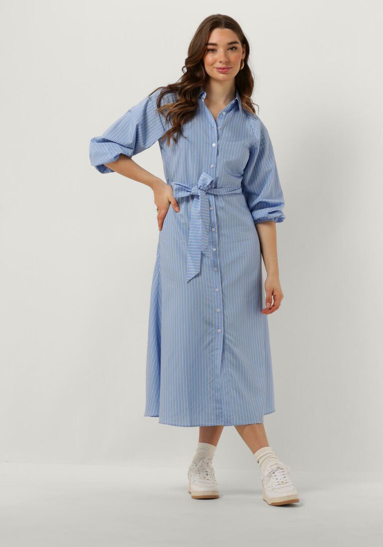 CATWALK JUNKIE blauw/wit gestreepte catwalk junkie midi jurk dr yasmin