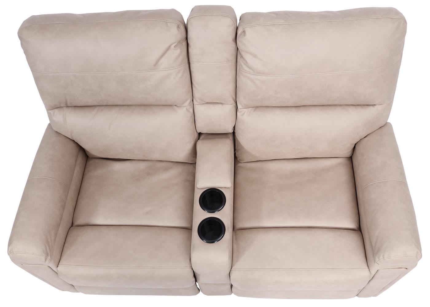 2er Kinosessel MCW-K17, Relaxsessel Fernsehsessel Sofa, Nosagfederung Getränkehalter Fach ~ Stoff/Textil beige