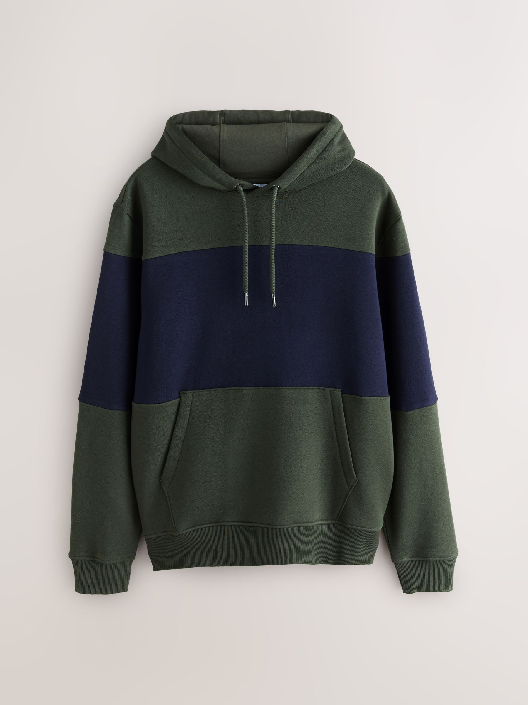 Marineblauw/kakigroen - Pullover-hoody - Sweatshirt met colourblocking