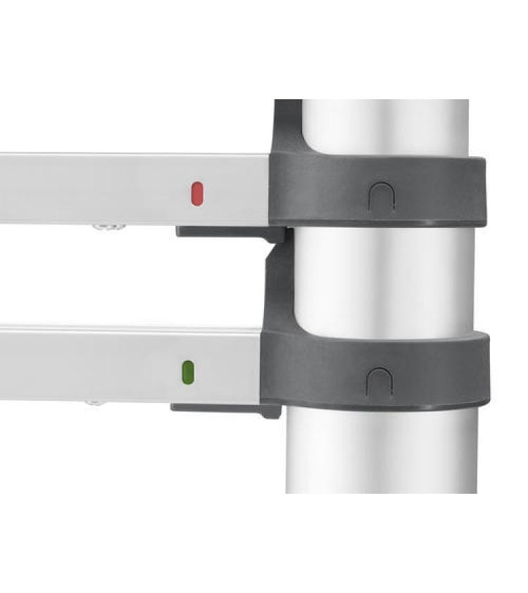 Hailo Teleskop-Anlegeleiter T80 Flexline 380 13 Stufen Aluminium Sicherheits-Teleskopleiter mit Quertraverse