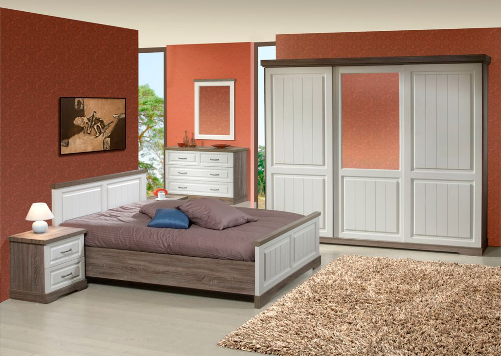 Spiegel kledingkast Latte 3 witte scharnierdeuren - 175 x 220 x 62 cm