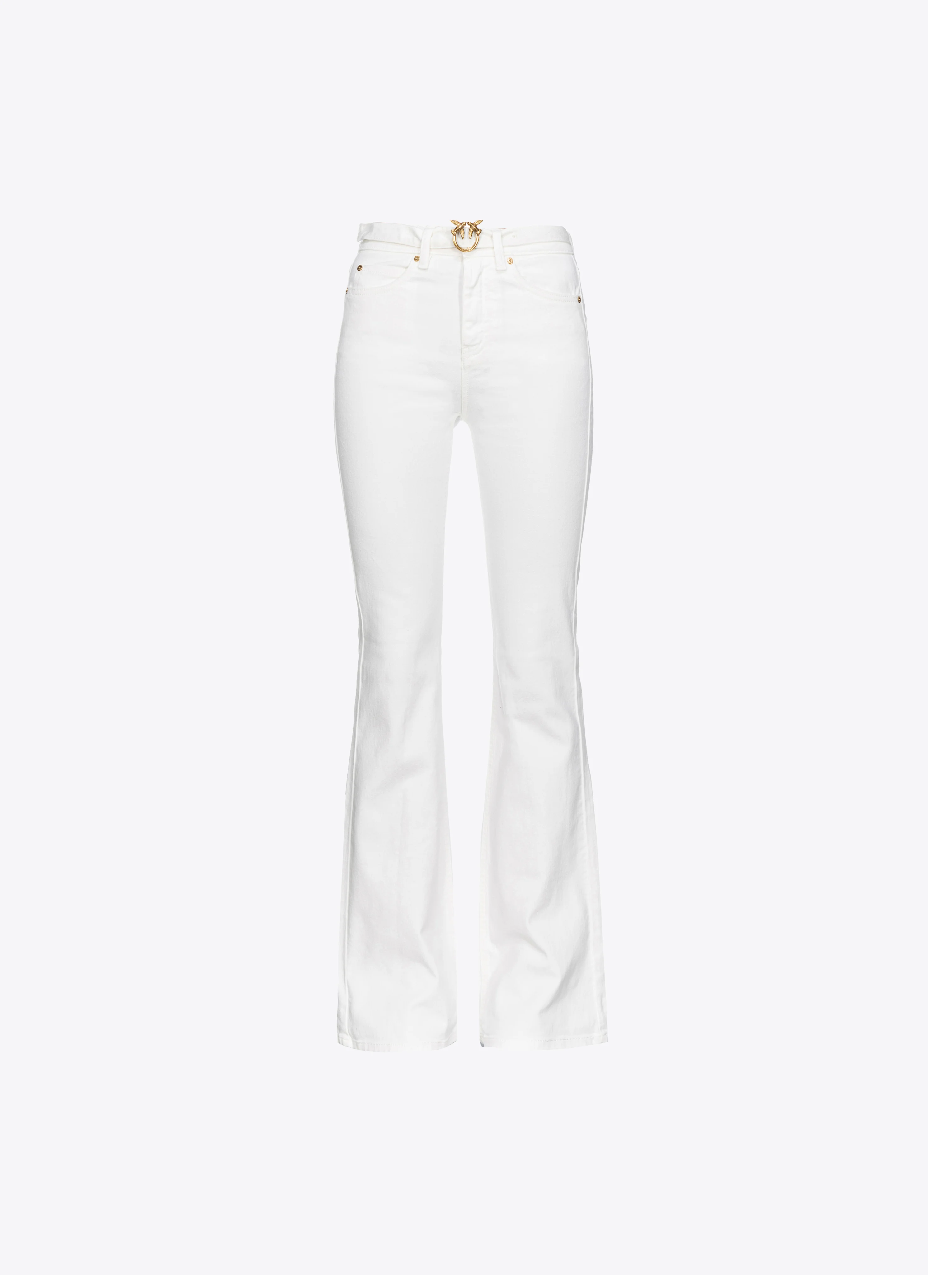Pantalon flare ceinturé stretch | Blanc