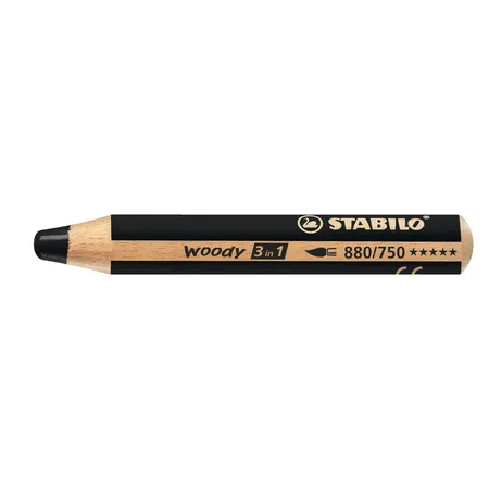 Buntstift, Wasserfarbe & Wachsmalkreide - STABILO woody 3 in 1 - Einzelstift - schwarz