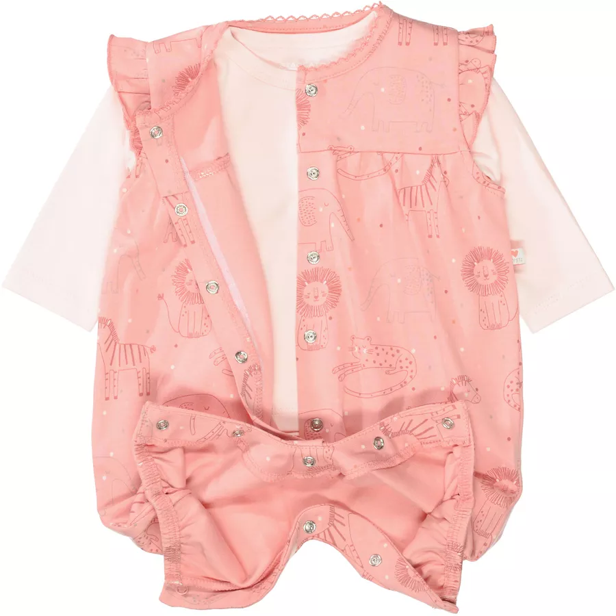 Staccato Strampler+Shirt peach gemustert