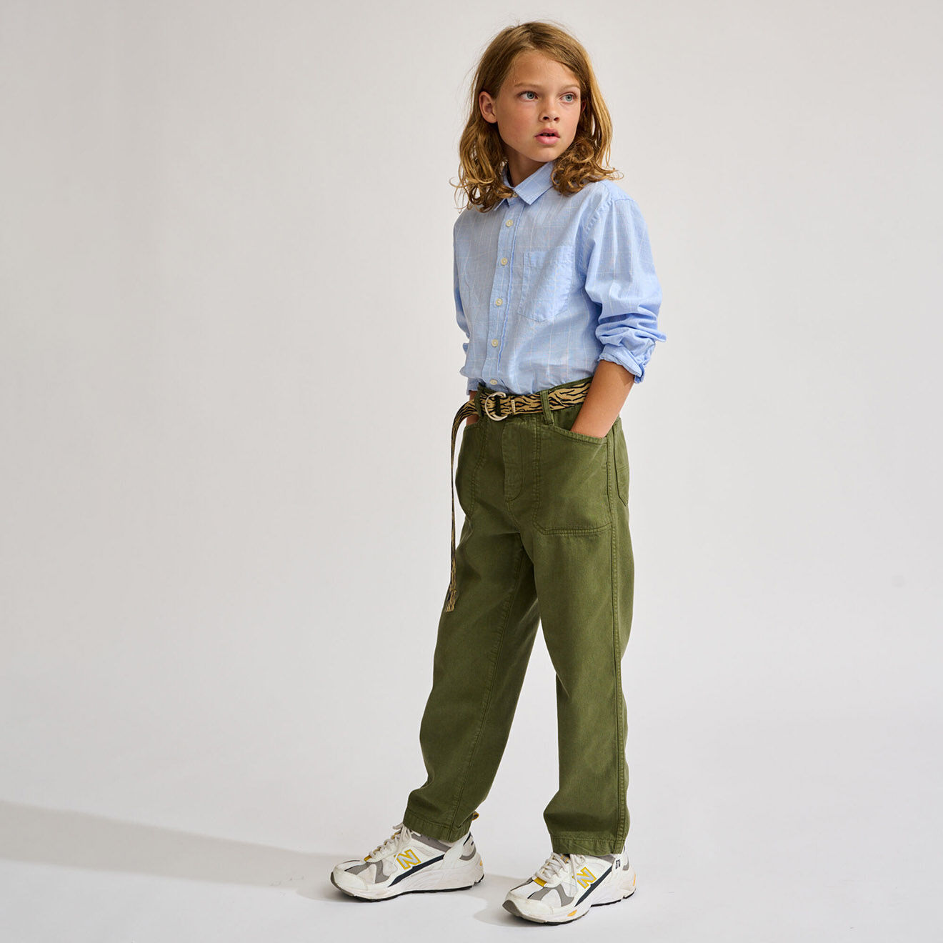 Bellerose Chemise en Coton & Lin Gulian à carreaux bleue