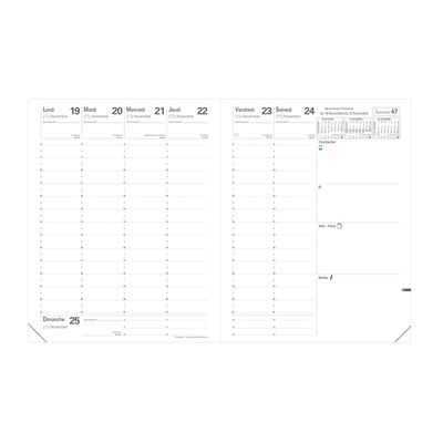 Agenda Club President avec répertoire - 1 semaine sur 2 pages - 21 x 27 cm - noir - Quo Vadis