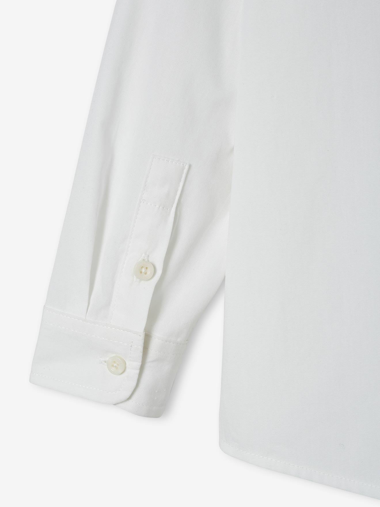 Camisa branca lisa de manga comprida para meninos