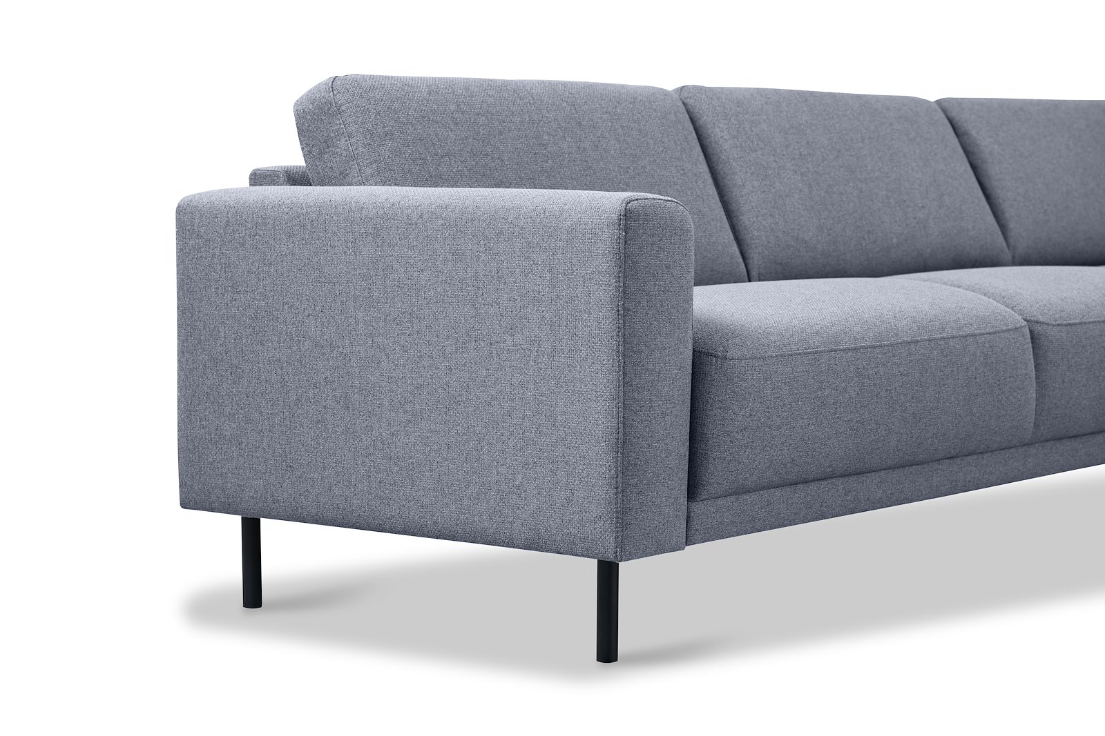 Portland hjørnesofa 32 Tekstil Herby 35 Grey med sorte ben