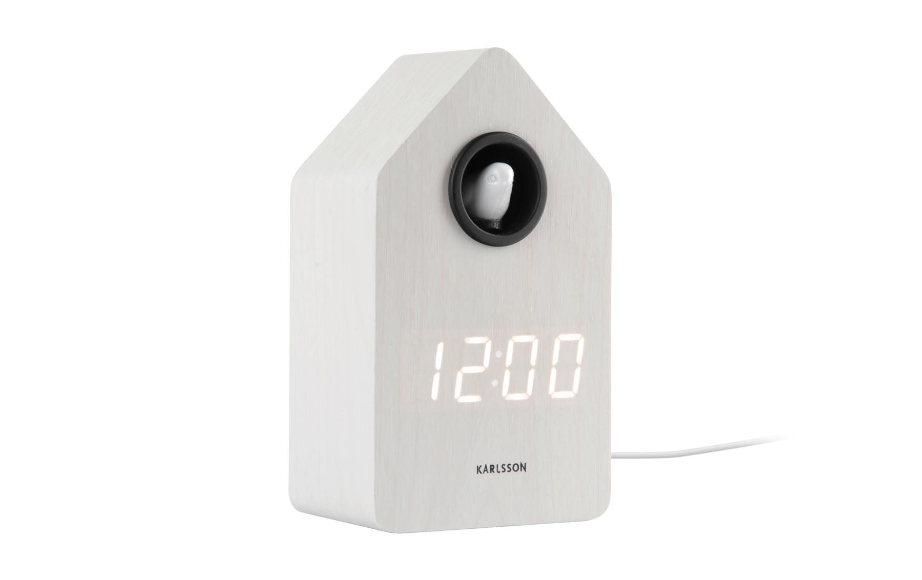 Digitalwecker Kuckuck White wash veneerLED Wecker
