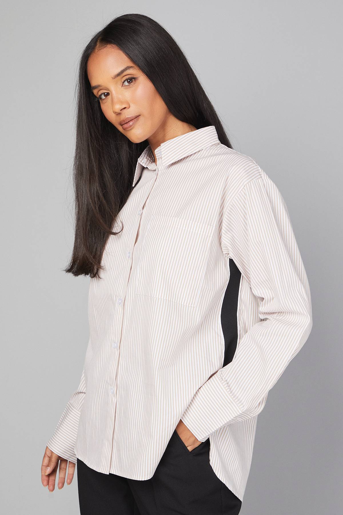Wallis Chemise à Bandes Latérales avec Poche Rayée