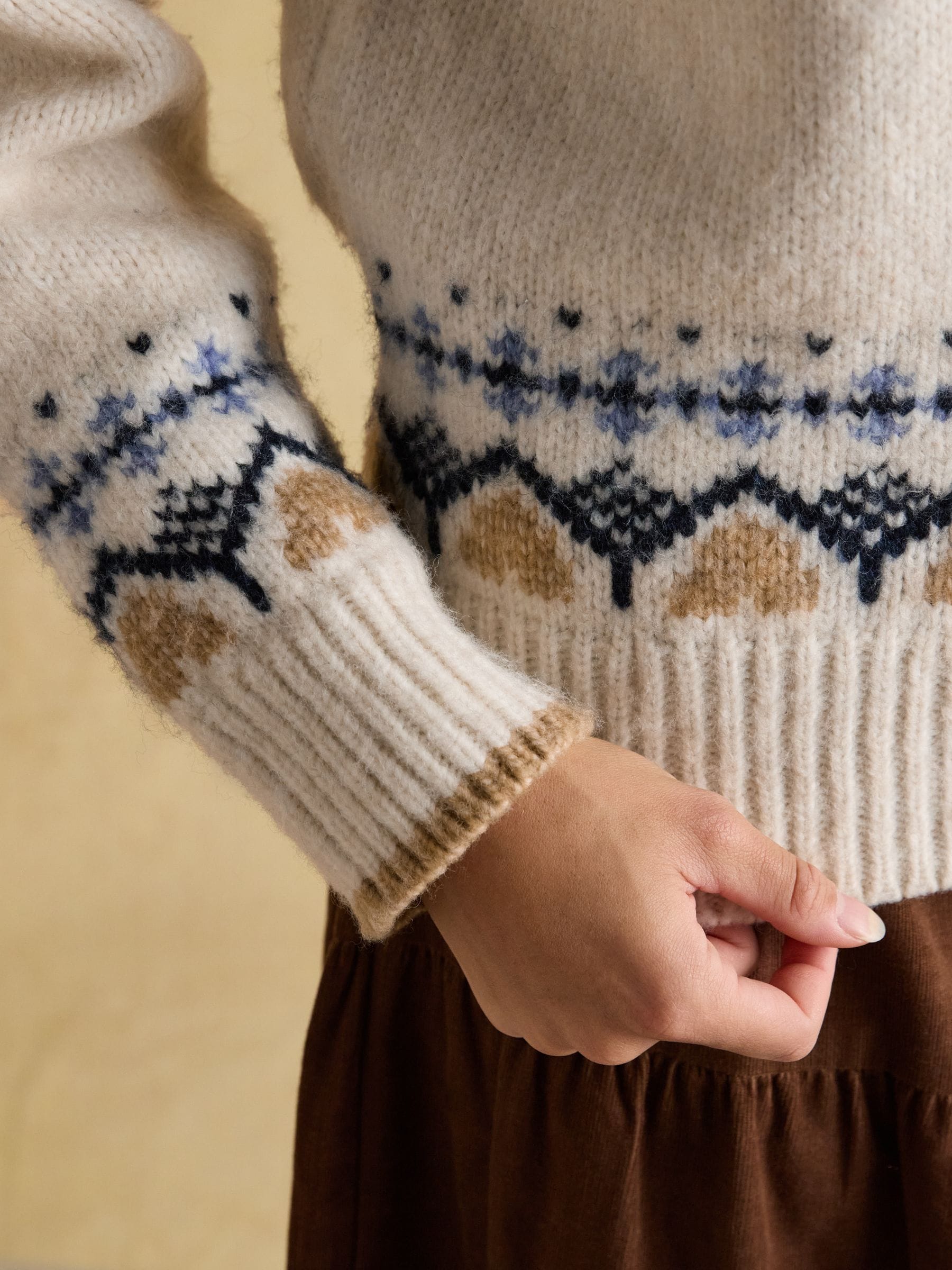 Cream & bruin - Joules Charlie Fair Isle Knitted Jumper