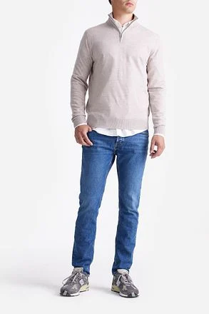King Essentials The Michael Half Zip Pull Merino Greige KM111030003-N018T kopen