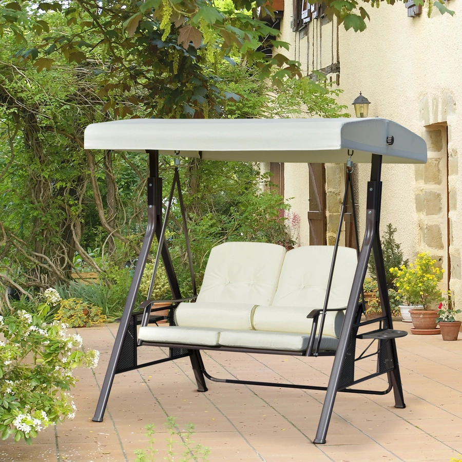 Outsunny Hollywoodschaukel mit Abstelltablett beige