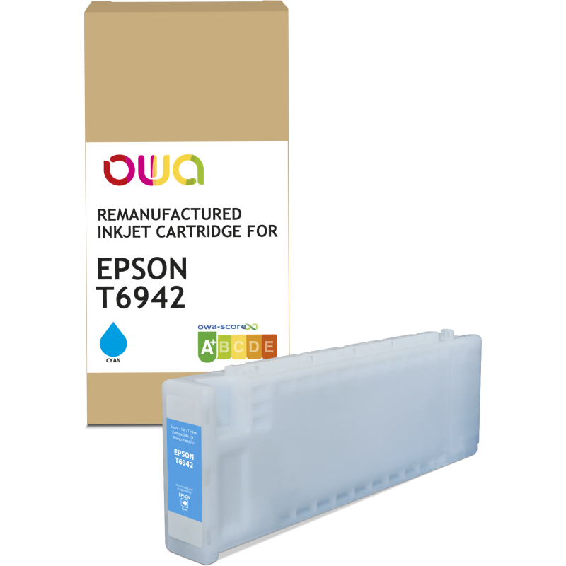 Cartouche d'encre traceur remanufacturée OWA - haute capacité - Cyan - pour EPSON T6942