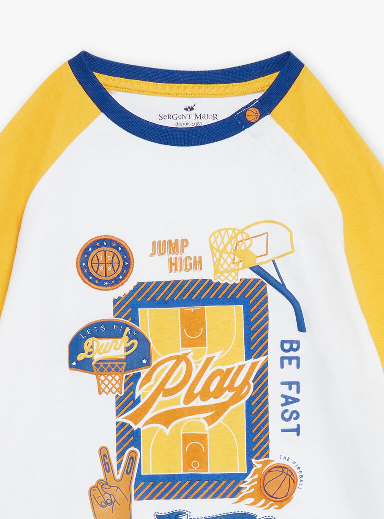 Pyjama bleu roi et jaune en jersey