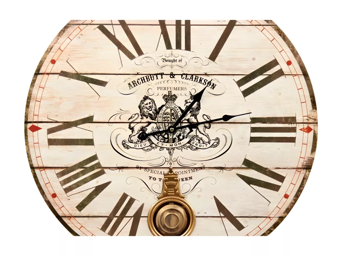 Horloge ancienne balancier archbutt & clarkson Bois Blanc - Décoration d'Autrefois