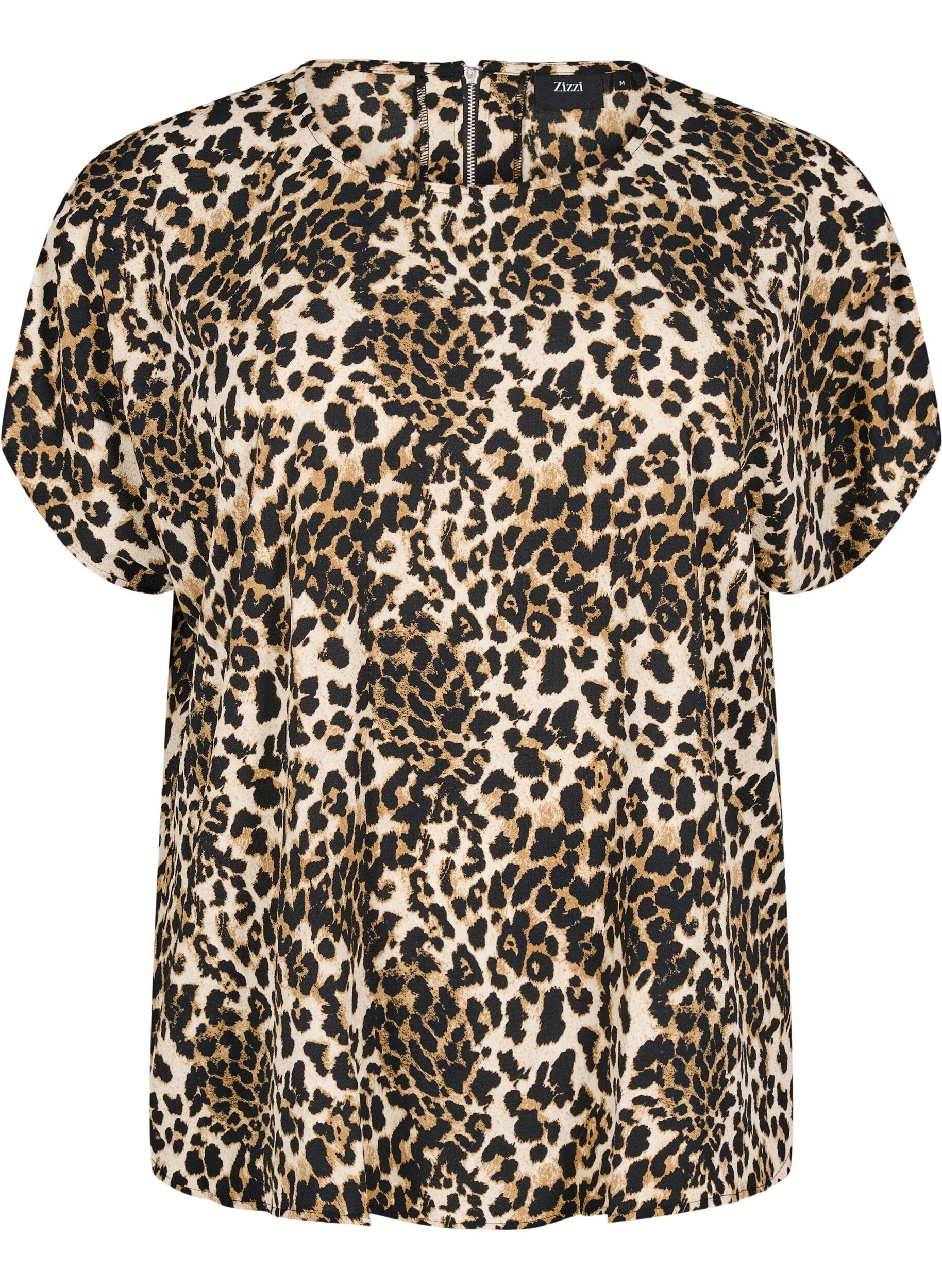 Kortærmet bluse med leopardprint