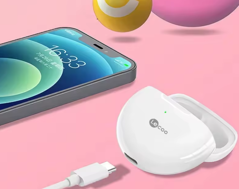 Lecoo (by Lenovo) - EW305 Kabellose Bluetooth 5.3 In-Ear Kopfhörer Headset   Ladecase / HD Sound (180mAh) - Weiss