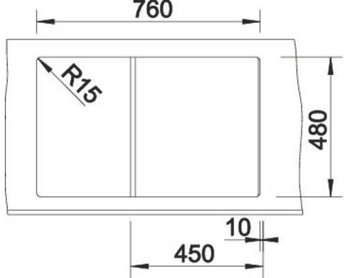 Blanco ZIA 45 S spoelbak, 780 x 500 mm, zacht wit, 527199