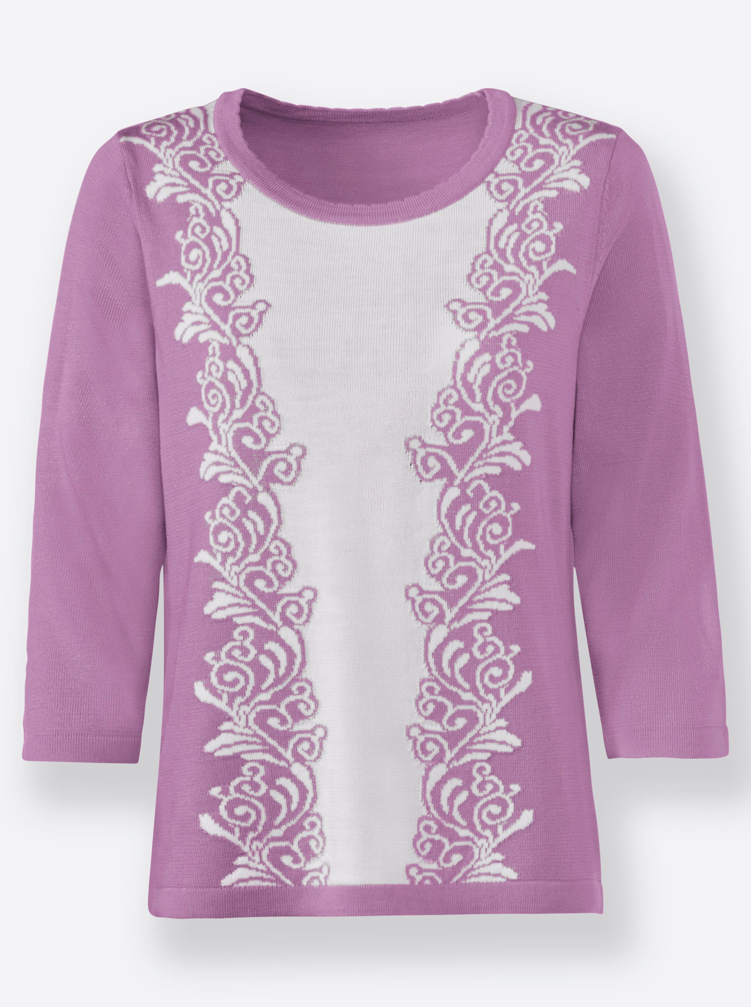 Pullover in orchidee-ecru-gemustert