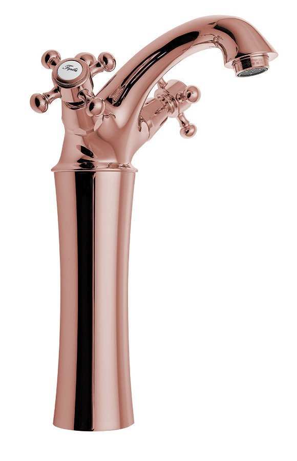 Sapho Antea 1-gats wastafelkraan verhoogd 25cm met pop-up waste rosé goud