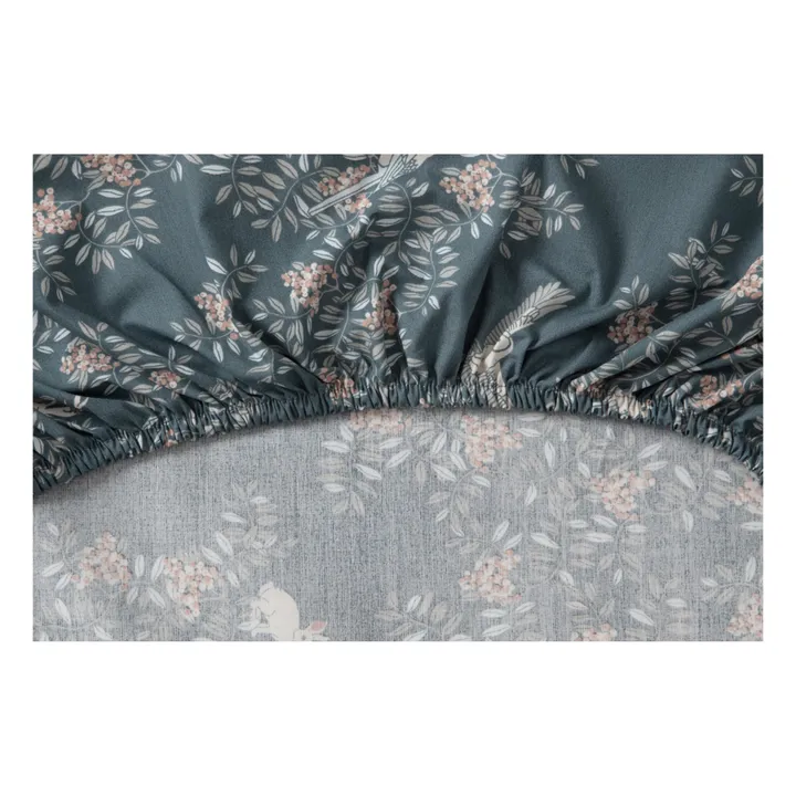 garbo&friends Drap-housse Fauna en percale de coton | Bleu